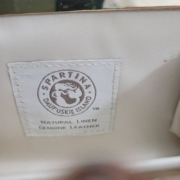 NWT Spartina 449 Harbor Light Island Clasp Coin Purse Wallet Leather Linen - Picture 4 of 7